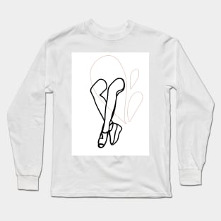 Minimal Line Drawing Female Legs Long Sleeve T-Shirt